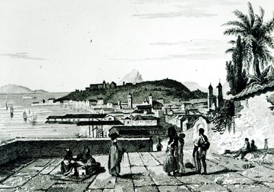 Veduta di Rio de Janeiro dalla chiesa di St. Bento disegnata da Fleury, incisa da Aubert, 1838 da French School
